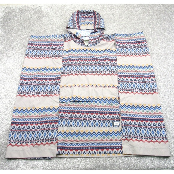 Kavu Poncho Women's One Size Multicolor Geometric Pattern Hooded Pocket Pullover - Picture 1 of 10